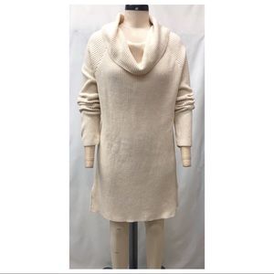 Beige/Cream Cowl Neck Long Sleeve Knit Sweater Dress